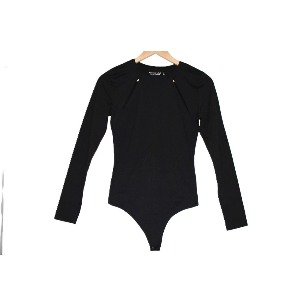 Womens Abercrombie & Fitch Soft AF Collection Black Cutout Bodysuit Top Size S